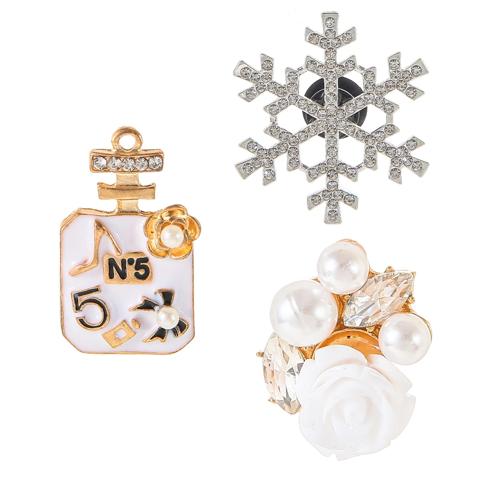 

2021 New DIY shoe charm buckle Snowflake Pearl Crystal Diamond Ladies Shoes Accessories Charm women Shoelaces Ornaments, Picture