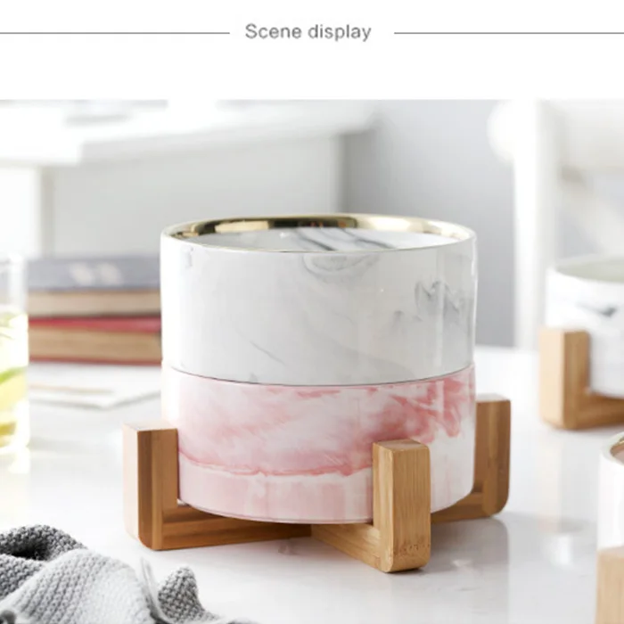 
Nordic Marble Design Large Ceramic Salad Bowl 