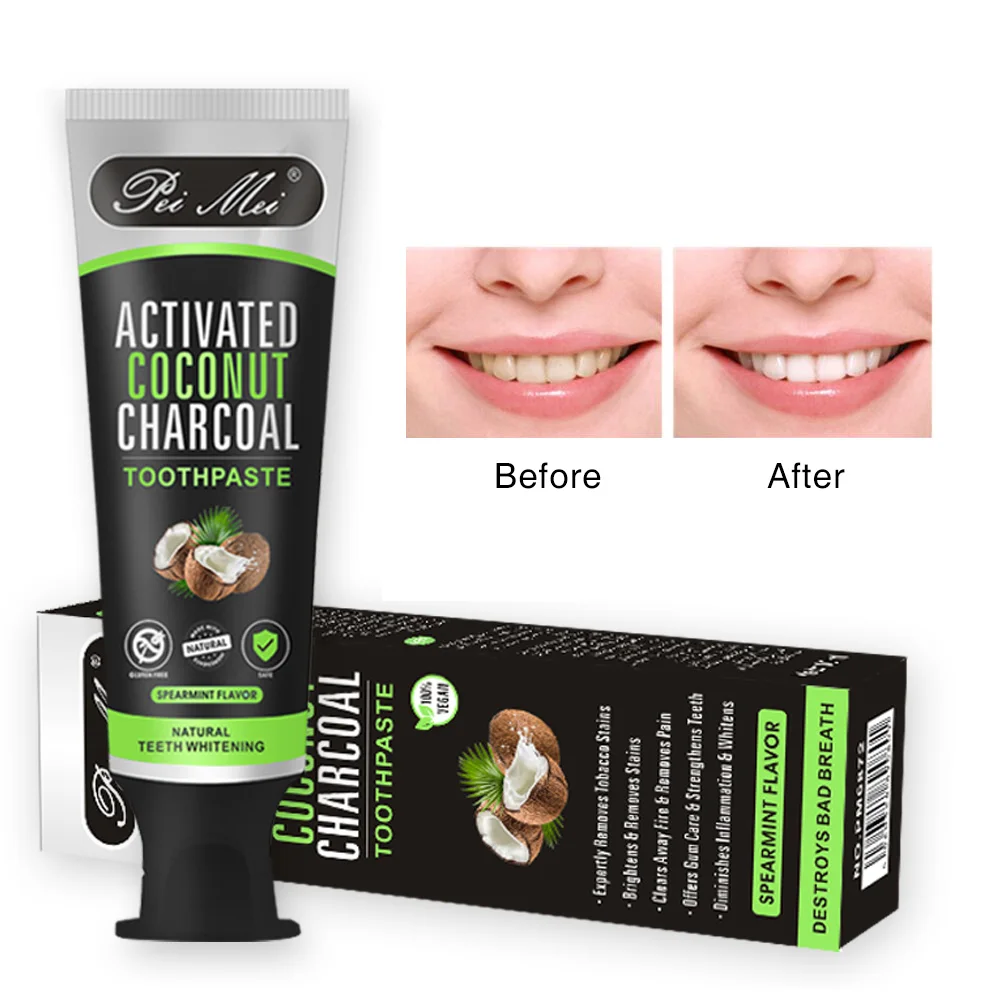 

Natural Coconut Teeth Whitening Toothpaste Dental Bleaching Gel Dentifricio Pasta Dental Cleaning Organic Charcoal Tooth Paste