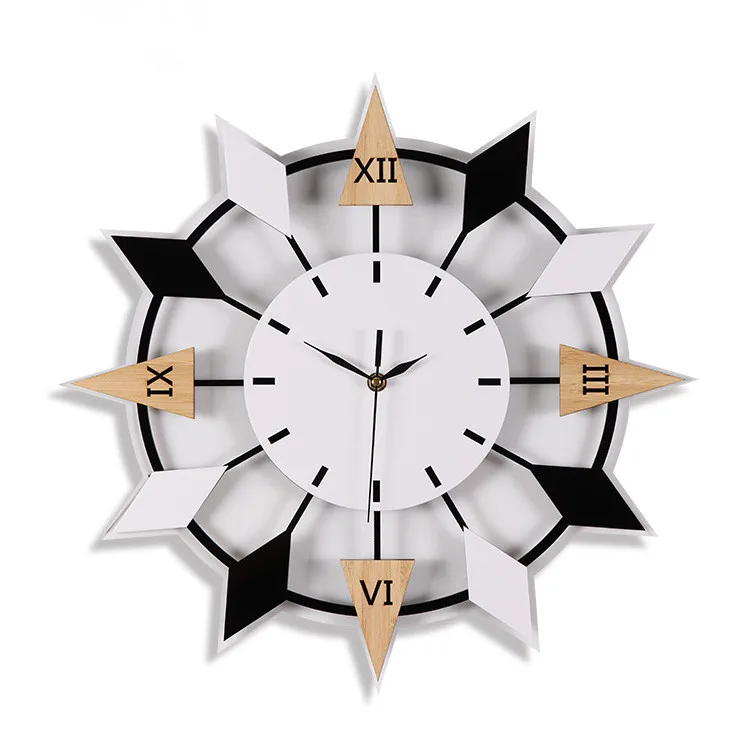 

wholesale 3D luxury modern simple creative polygon wall clock acrylic mute wooden clock