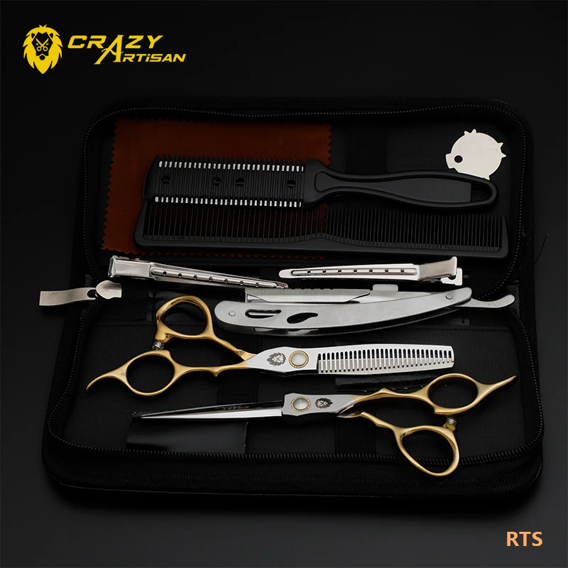 

Crazy Artisan Luxury Stainless Steel 5.5 6.0 7 Inch Barber Hair Dressing Scissor Rose Gold Wholesale Tijeras Cutting Shears