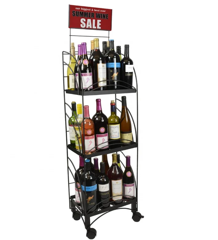 Retail Store Metal Wire Beverage Bottle Display Rack Wine Display Rack ...
