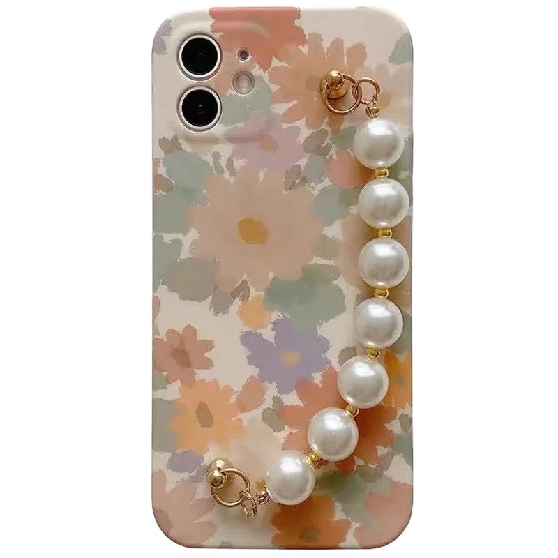 

Floral Pearl Bracelet Chain Phone Cases for iphone 12 Pro max 11 pro max, 4 designs