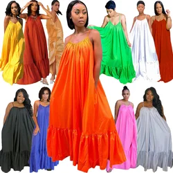 HOT HOT S-5XL Sexy Ladies Fashion Pleated Maxi Long Dress Women Summer Dresses Plus Size