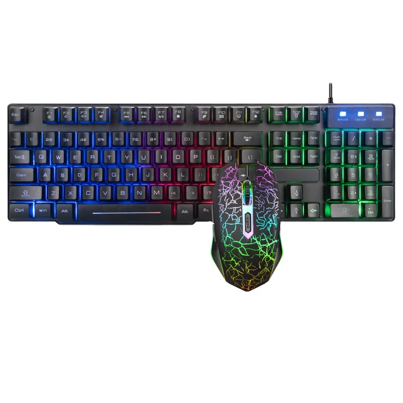 

Wired usb 2.0 104 Keys rgb backlight keyboard and mouse gaming, White /black