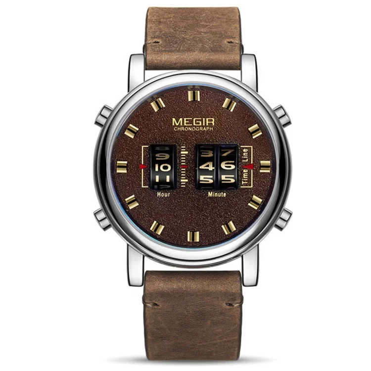 

MEGIR Mens Watches Top Brand Luxury Quartz Sports Watch Clock Men Leather Military Wristwatch