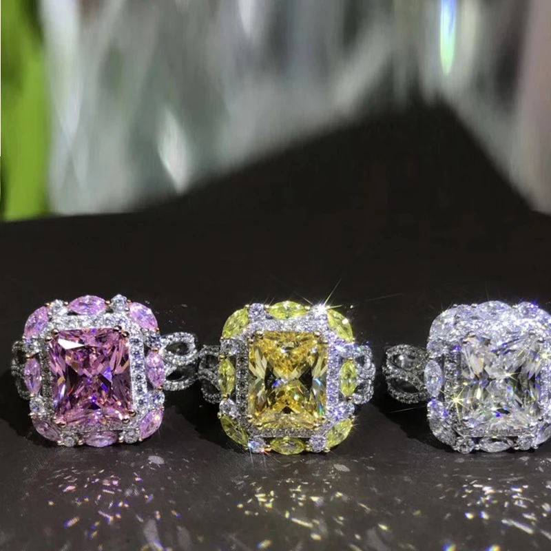 
Luxury Diamond Ring Bling Bling Ring Cubic Zircon Engagement Wedding Ring  (1600109224082)