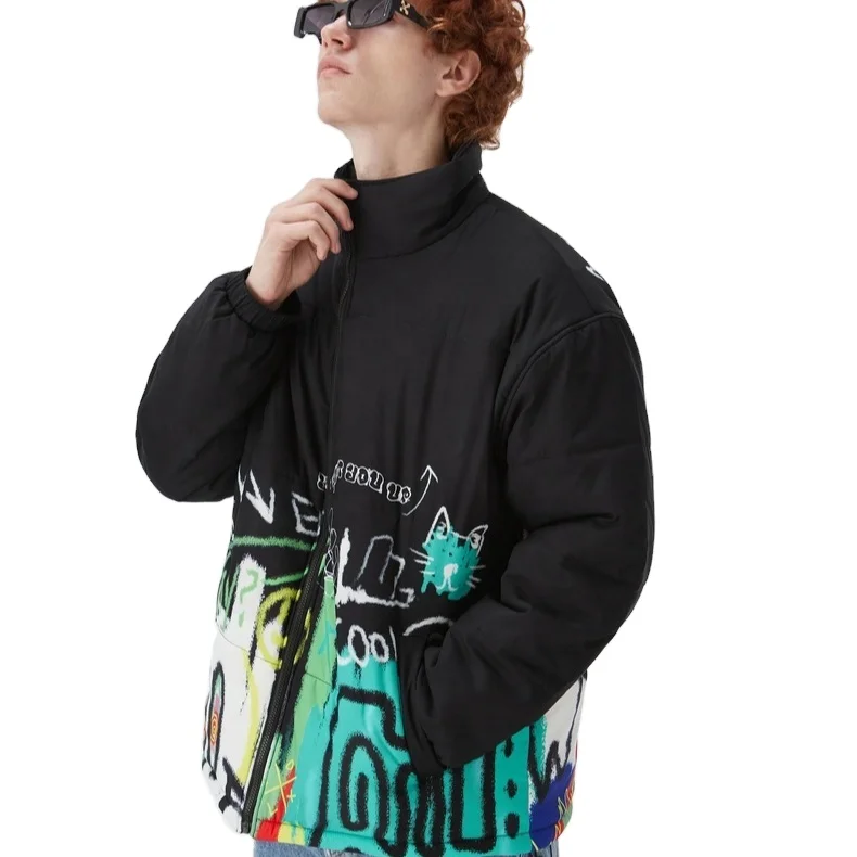 

Hand-painted zipper urban New York fashion modern outdoor street graffiti cotton-padded jacket