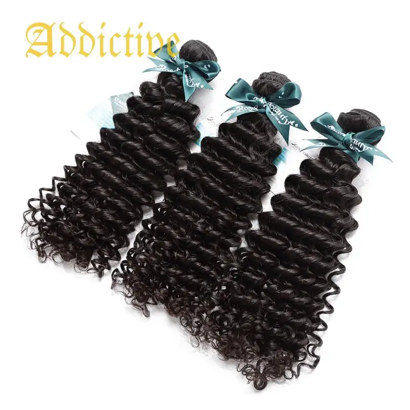 

Addictive Hair Bundles Storage 12-40 Inch Remy Bundles Curly Human Hair Cuticle Aligned Deep Wave 3 Bundle Brazilian Human Hair