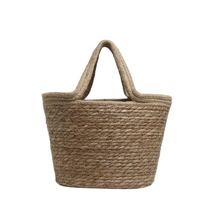 

High quality simple handbag for women custom summer bucket 2021 straw bag, Natural