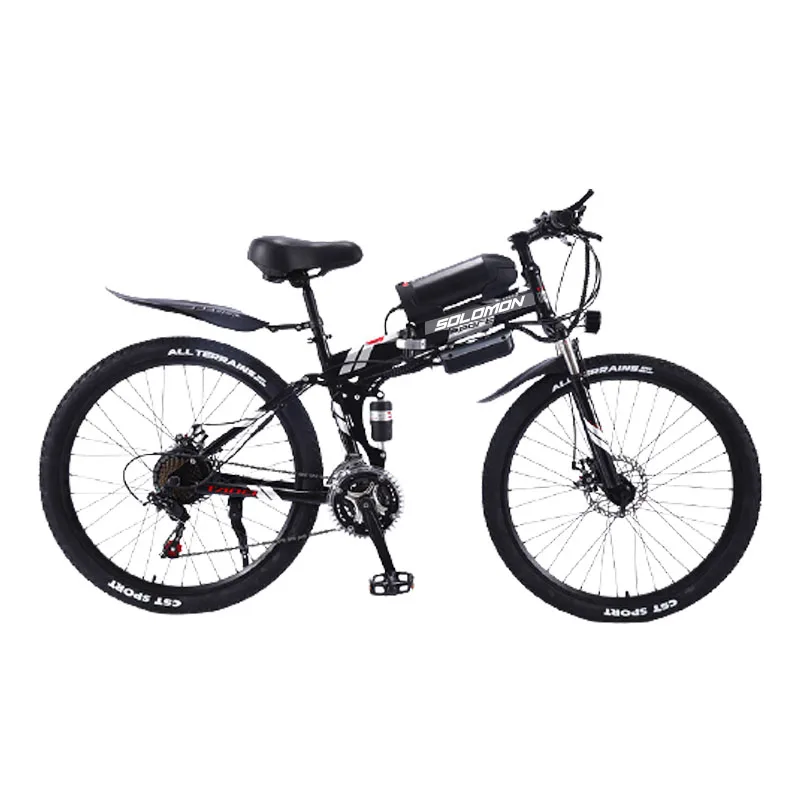 

Solomo Electric Bicycle E-bike Folding City Bike Road Mountain Bike 27 Speed 26 Inch 350W, Black