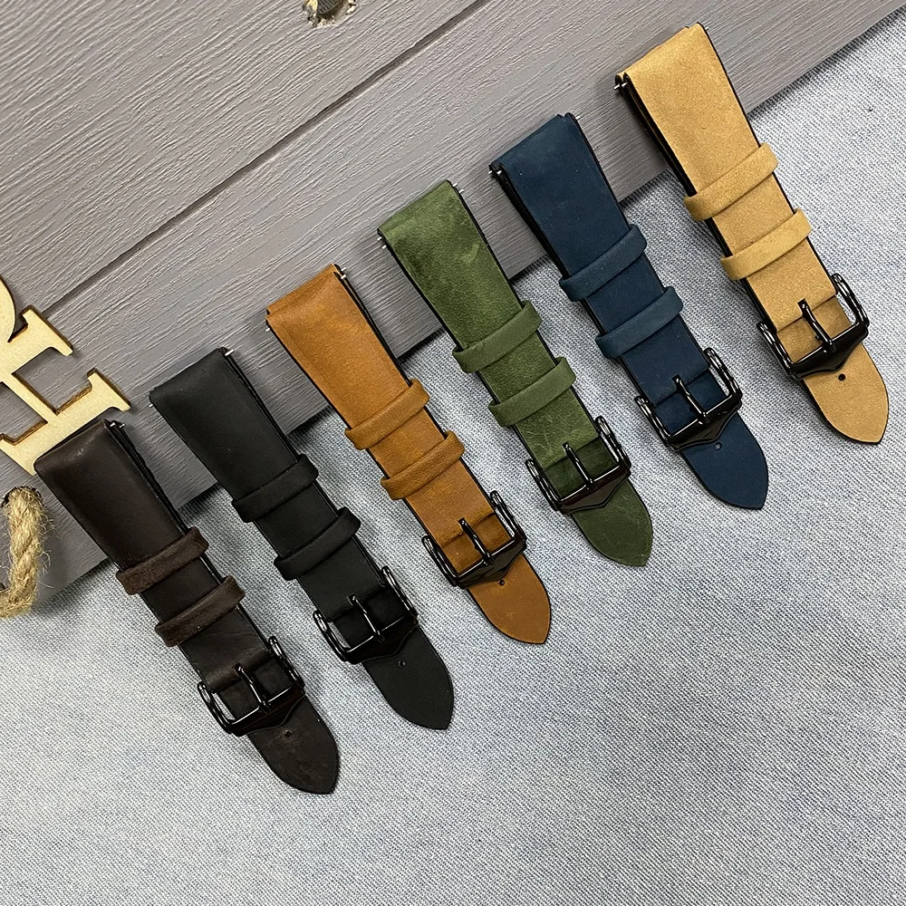 

High-End Leather Silicone Watch Band Rubber Cowhide 20mm 22mm Watch Strap