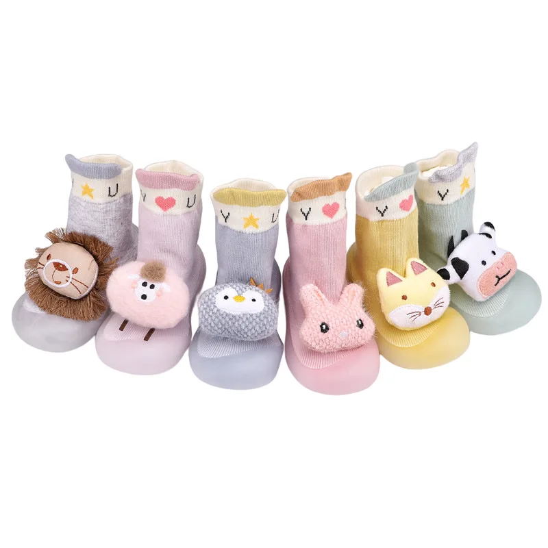 

XIANGHUI Antiskid Baby 0-3 Year Old Baby Shoes Cute 3D Animal Decoration Rubber Baby Shoe Socks