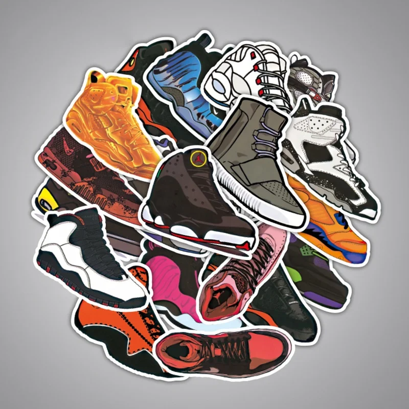 

100pcs Custom Die Cut PVC Vinyl Sticker Cool Shoes Sheet Logo Printing Waterproof Stickers, Pms or cmyk