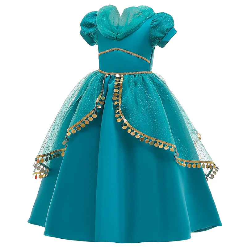 

Kids Cosplay Kids Costume Aladdin and His Wonderful Lamp Princess Jasmine Dress Girls Party Dress, Green