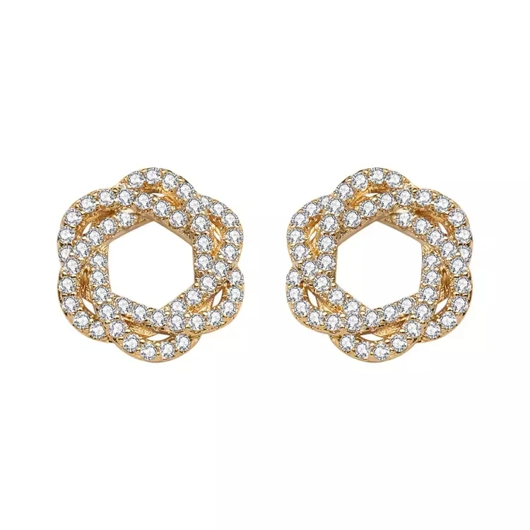

Fine Jewely Delicacy Dubai 18k Gold Plated Zircon Inlay Stud Earrings For Women Accessories