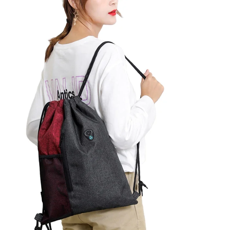 

Waterproof Oxford Backpack Headphone Hole Female Student Packable Drawstring Bag