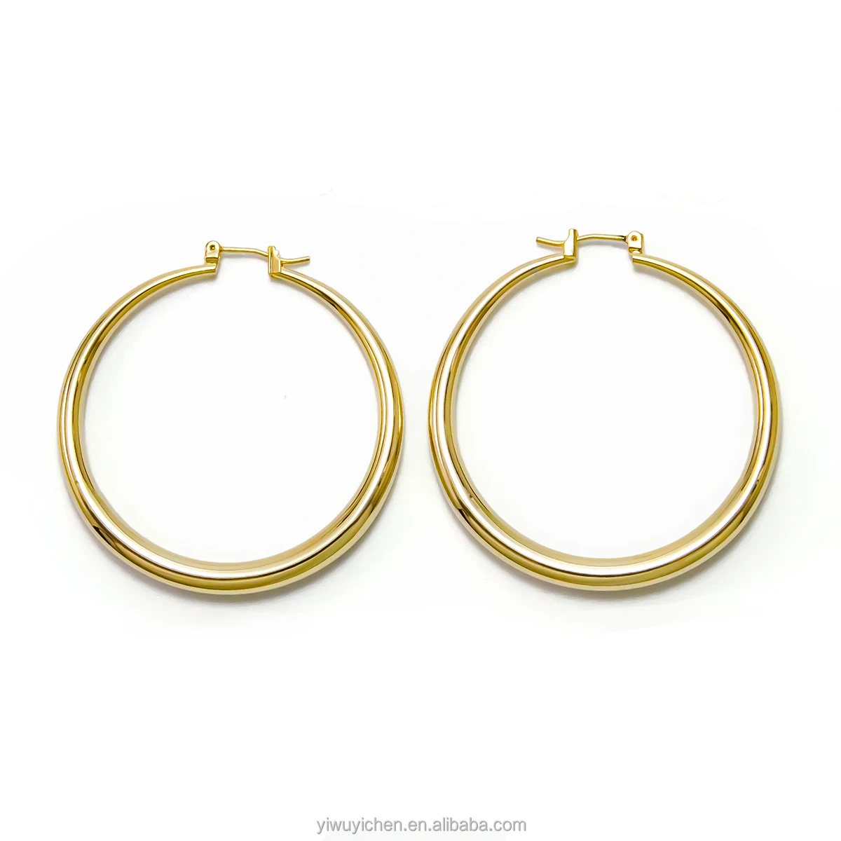 

E4453 Classic 18K Gold Plated Circle Big Earring Large Hoop Earrings with 925 Silver Needle, Yellow & silver & matte gold