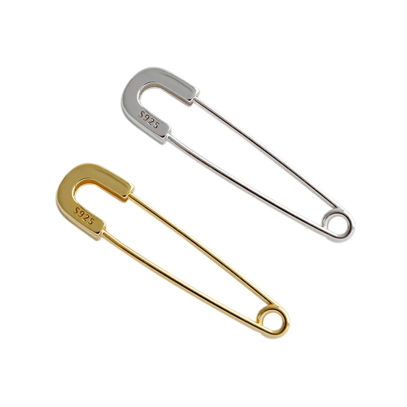 

Minimalist Safety Pin Cartilage Sterling Silver Small Hoop Earrings for women girls Elegant Dangle Drop 31mm, Platinum plated,gold plated