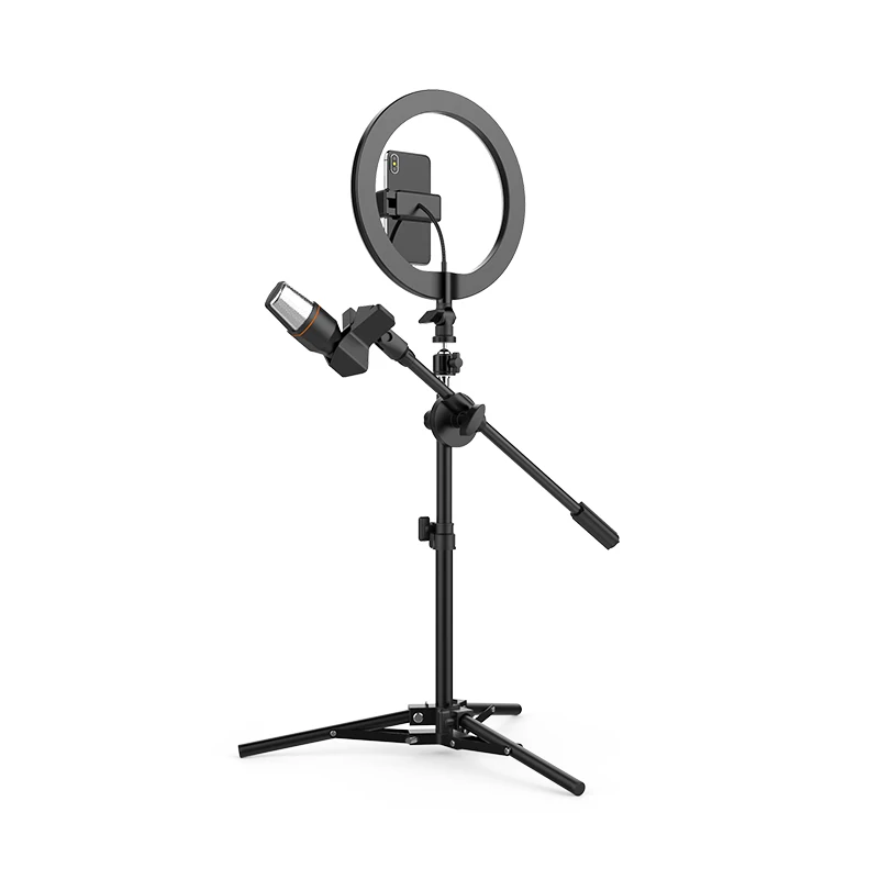 

Ring light with tripod stand cell phone holder for youtuber, Black
