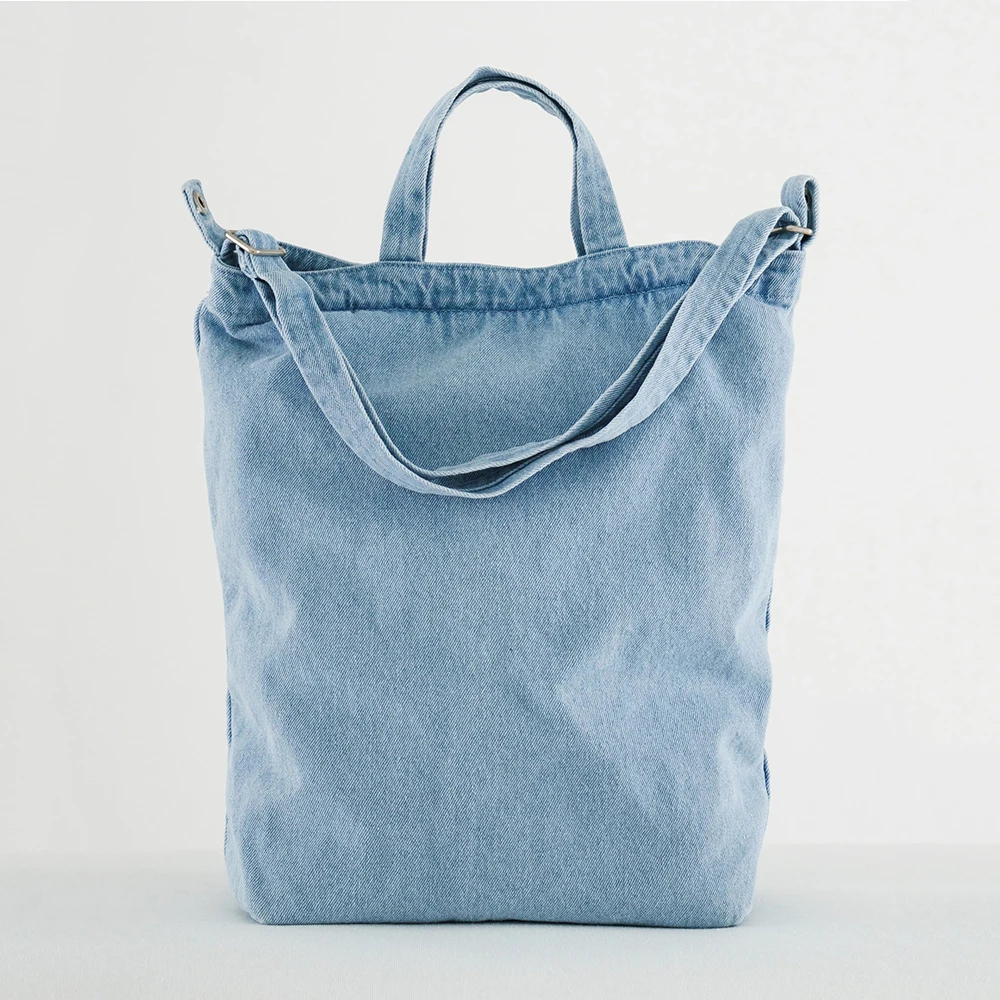 Casual Jean Color Denim Duck Bag Double Handles Tote Bag Ladies Daily