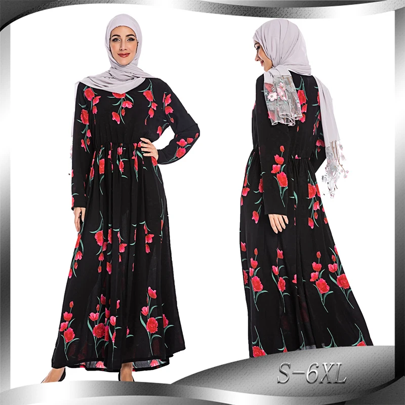 

2021 Amazon Best Selling Prayer Middle East Arabic Long Sleeve Ladies Islamic Clothing Floral Print Women Modest Abaya Muslim, Customized color