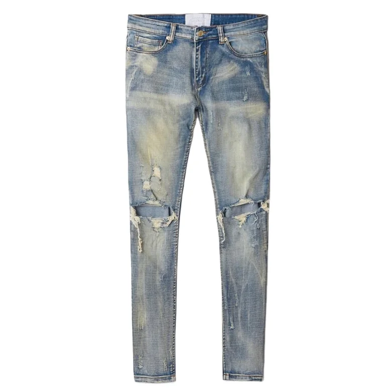 

Wholesale New Design Washed Destroyed Denim Jeans Mens Ripped Skinny Jeans