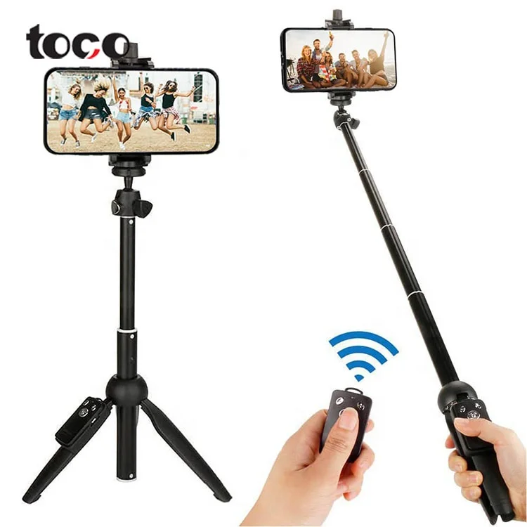 

toco Remote Selfie Stick Tripod 3 in 1 portable Wireless foldable selfie stick camera selfie stick, Black white other