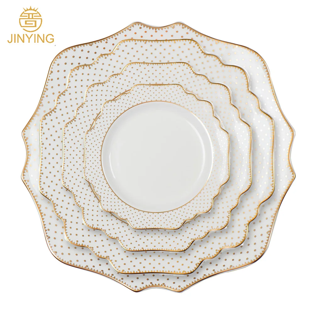 

High Quality ceramic charger plate gold dinner plate set wedding, Customized color