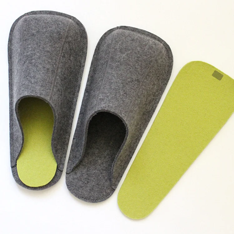 

Eco-friendly and waterproof felt slippers for man and woman, Grey or customized