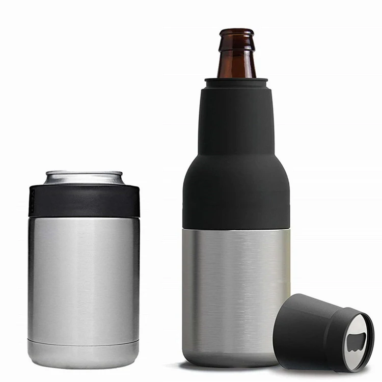 

Kitchen Tools Gadgets Double Walled 12oz Stainless steel Beer bottle Can Cooler with Beer Opener, vacuum stainless steel beer, Custom color