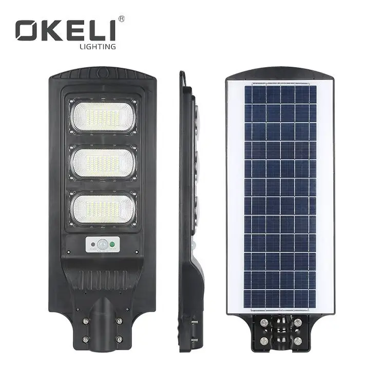 
OKELI Motion sensor ip66 waterproof outdoor 30w 60w 90w all in one led solar street lights 