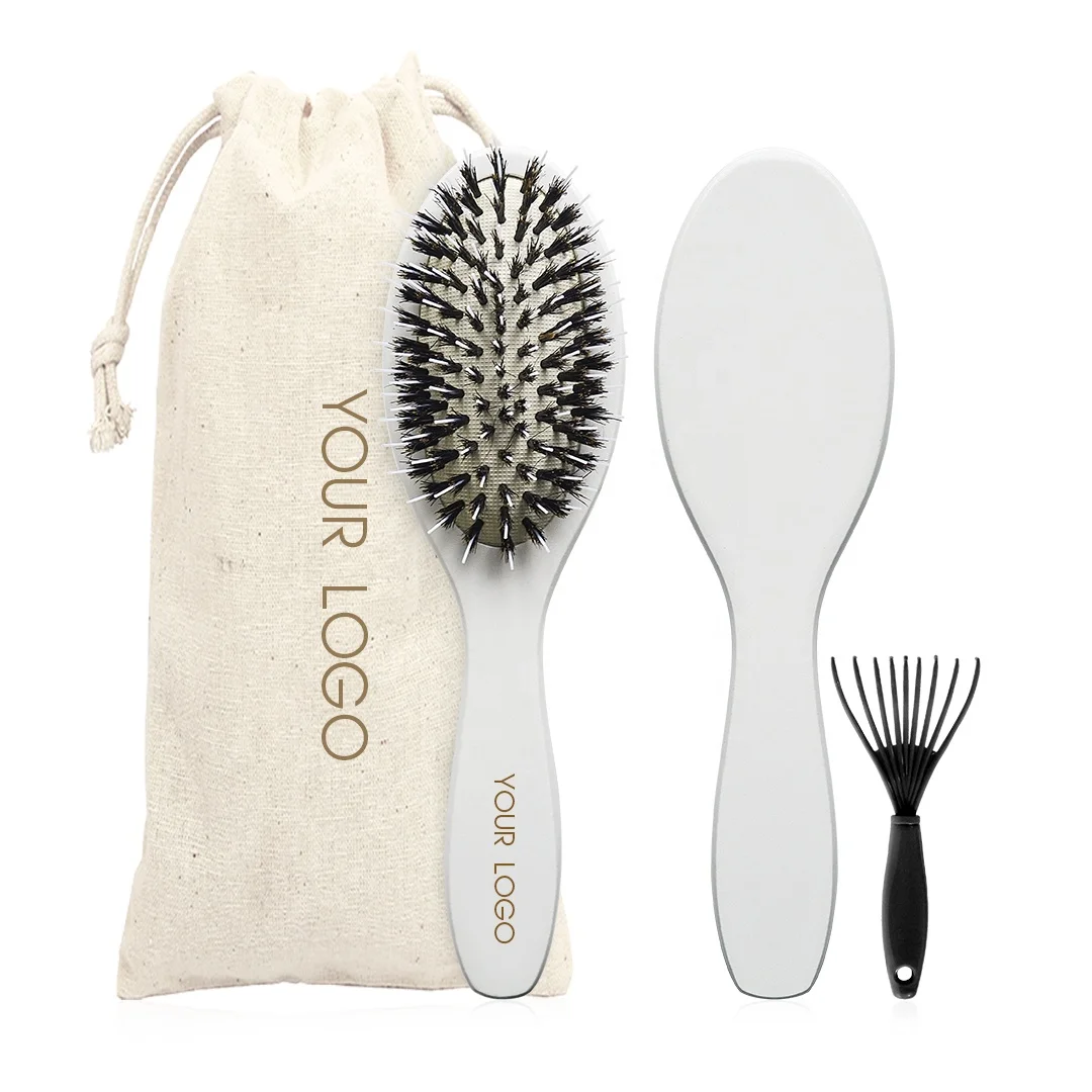 

New Arrival Eco-friendly Natural Wood Handle Wig Brushes Boar Bristle For Hair Extensions
