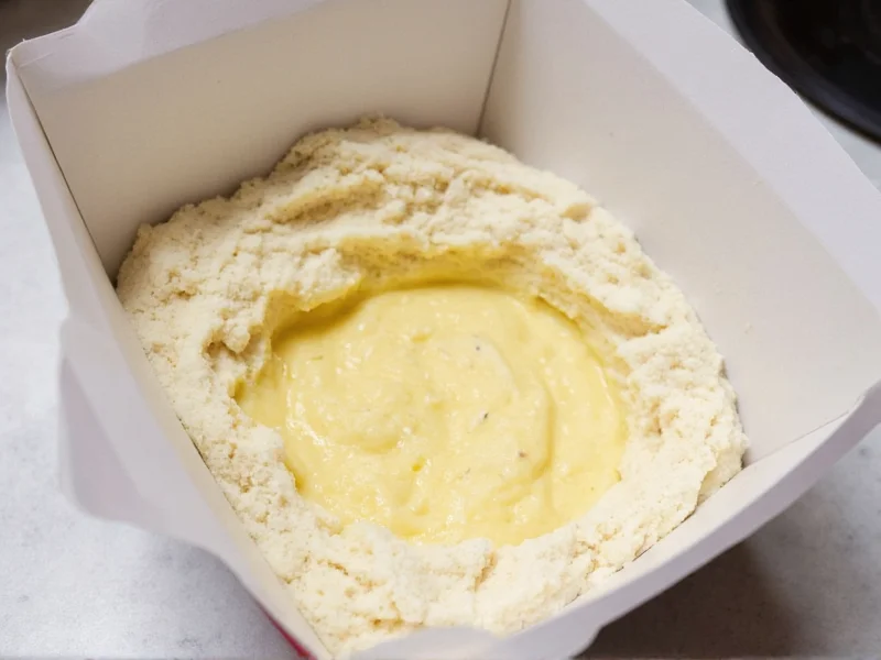 Box cake mix with added ingredients on counter