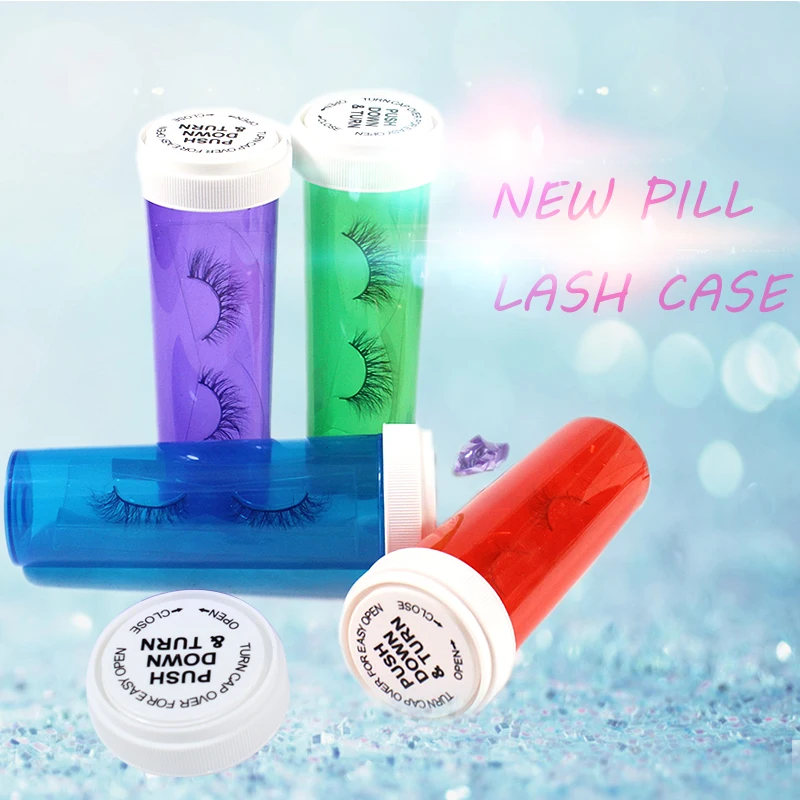 

Short natural 3d mink eyelashes wholesale purple blue green pink color eyelash pill bottle packaging custom, Natural black