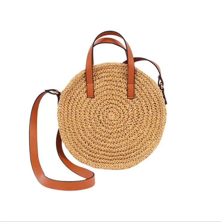 

2021 customized Women Bohemian round Summer Beach bags wholesale raffia Straw tassel bags