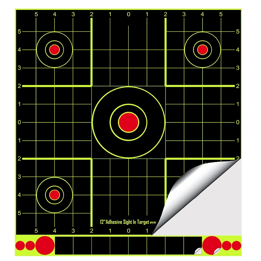 

new design 2021 Training cheap Adhesive square 12 inch Sight-In Reactive shooting Splatter Targets -see you shot instantly, Black +yellow+orange