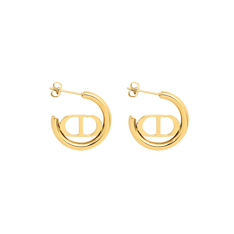 

New Arrival Letter D Ring Earrings Stainless Steel Womens Jewelry 2021