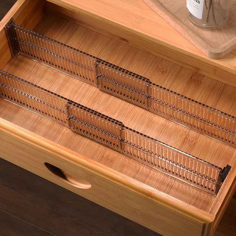 

Plastic Adjustable Drawer Organizers Dividers, Expandable Kitchen Drawer Dividers, Transparent