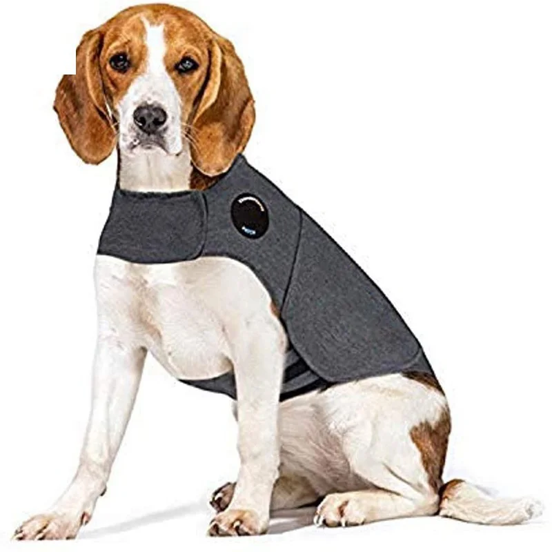 

Amazon Sport Dog Anxiety Jacket Keep Calm Clothes Premium Fabric Thunder Soft Shirts Pets Stress Relief Fire works, 4 colors