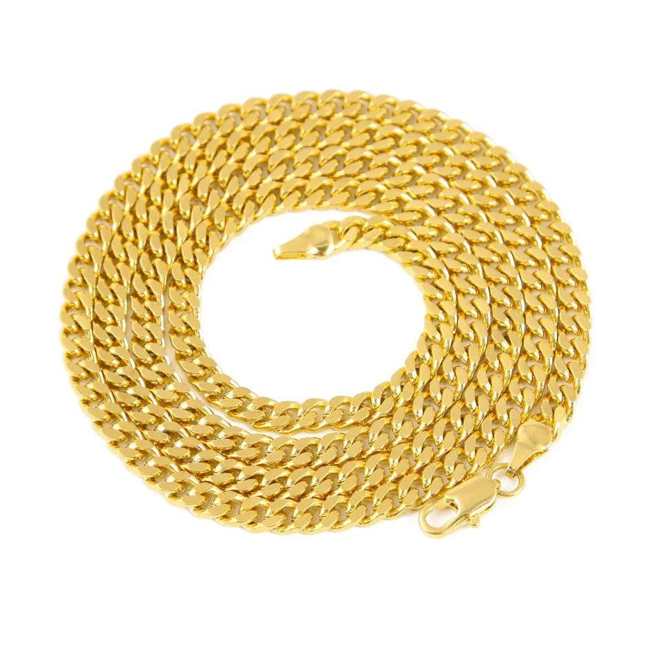 

Wholesale 5mm Gold Plated Chunky Cadena Cubana Stainless Steel Miami Cuban Link Chain