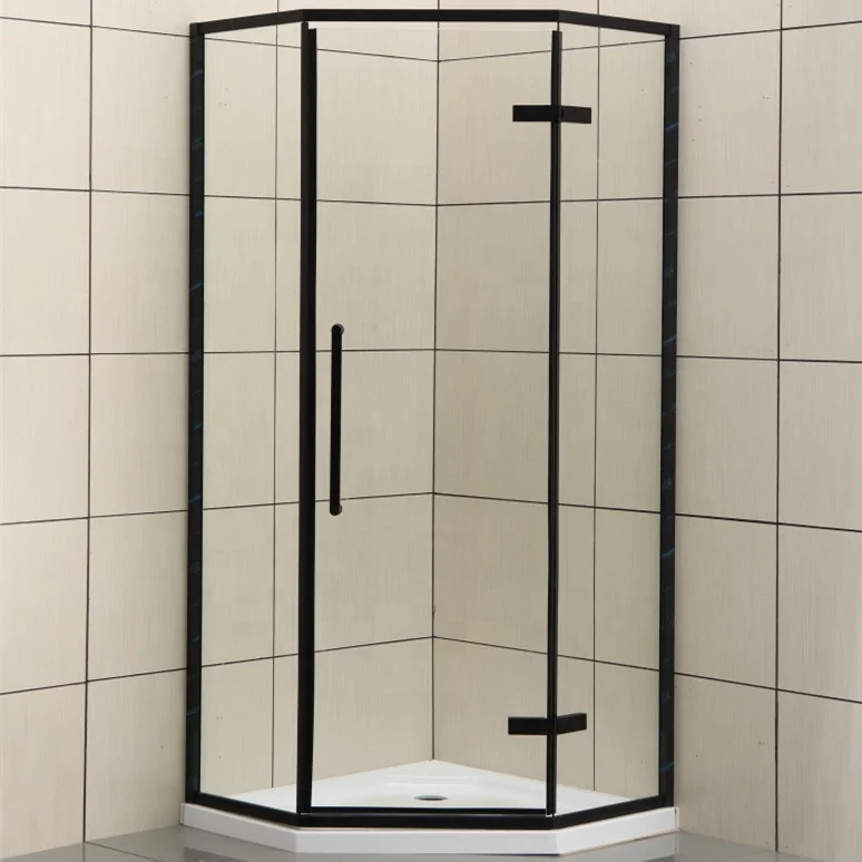 
Corner bathroom custom frameless 2 sided shower cubicles shower cabin unit glass doors shower enclosures with black hinge 