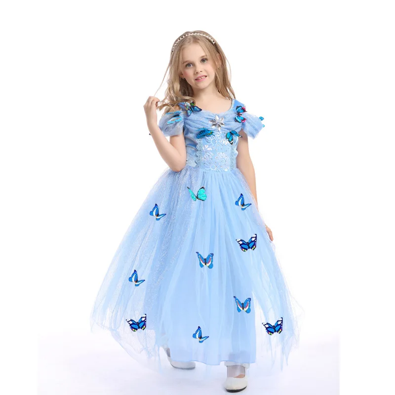 

MQATZ Amazon Halloween Tv & movie Cinderella Cosplay Costume Butterfly Appliqued Princess Dress, Blue,white,pink,yellow