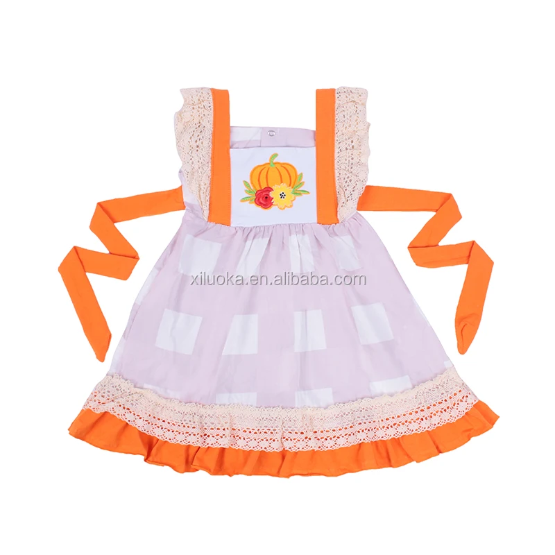 

New High Quality Cute Girl Clothes Wholesale Pumpkin Dress Hot Long Sleeve Print Dress baby girl birthday dresses, Picture