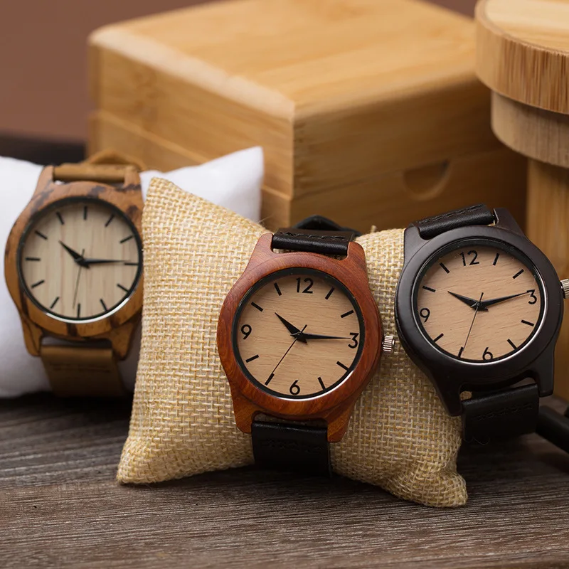 

Luxury Mens Wooden Watch with Leather Band and Quartz Movement