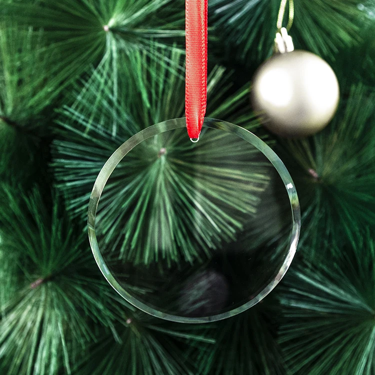 

wholesale sublimation christmas ornaments glass pendant Customized Clear k9 80mm personalized christmas ornaments decoration