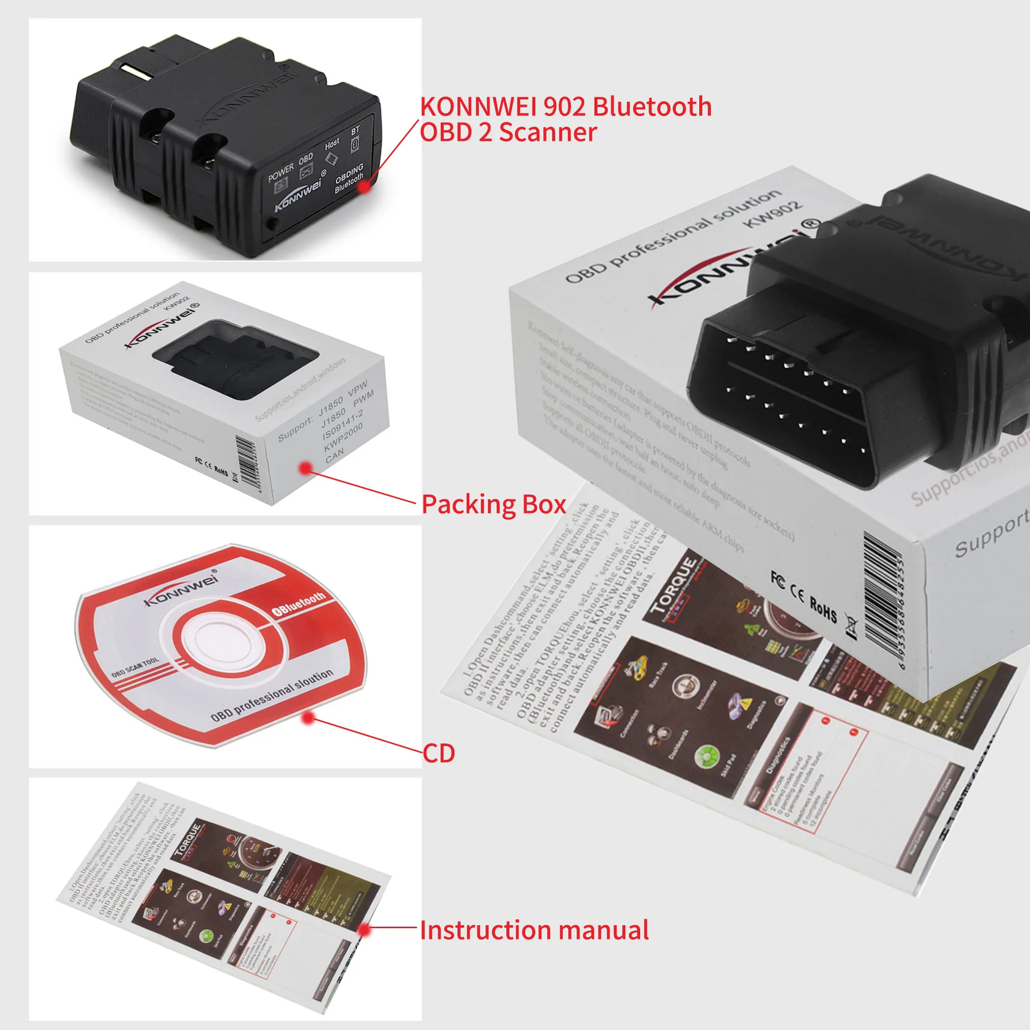 Original Konnwei Kw902 V1 5 Elm327 Obd2 Interface Mini Bt3 0 Wireless Scanner Diagnostic Tool For Android Buy Kw902 Kw902 Elm327 Konnwei Kw902 Elm327 Product On Alibaba Com