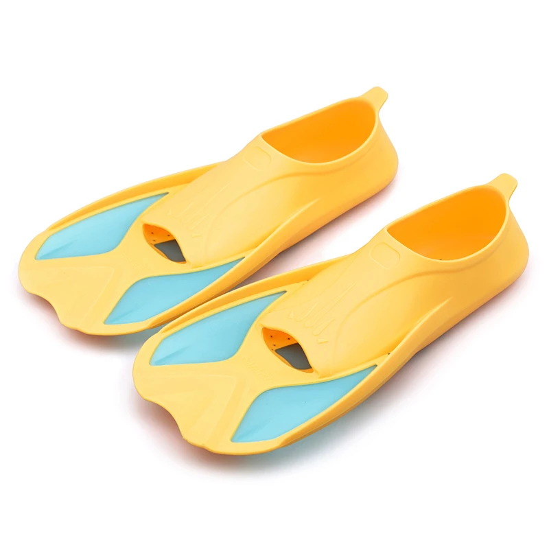 

2 size 30-33 PP+TPR short blade full foot soft rubber under water flipper shoes swimming fins for kids