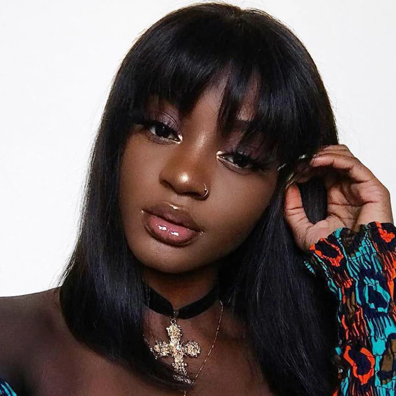 

African Style Fashion Women Chemical Fiber Short Straight Bob Wig Hat For Black Women