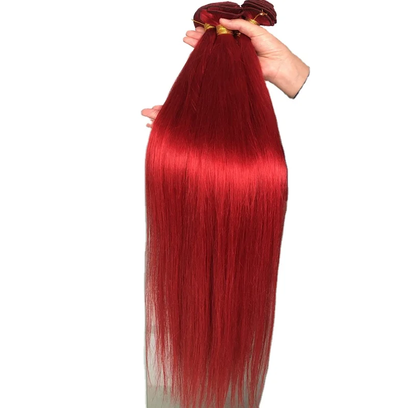 

Wholesale Red Color Hair Bundles 100% Virgin Remy Human Hair Bundles With Red Color Lace Closure And Frontal